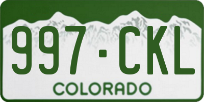 CO license plate 997CKL