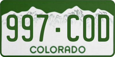 CO license plate 997COD