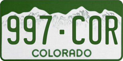 CO license plate 997COR