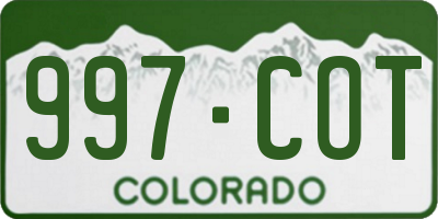 CO license plate 997COT
