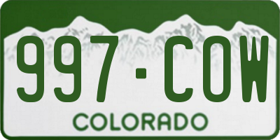 CO license plate 997COW