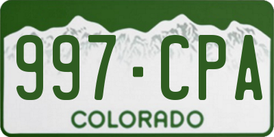 CO license plate 997CPA