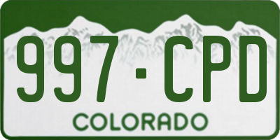 CO license plate 997CPD