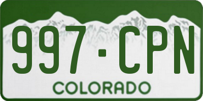 CO license plate 997CPN