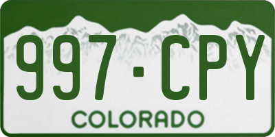 CO license plate 997CPY