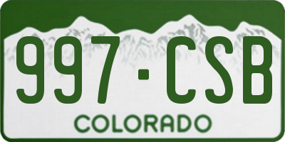 CO license plate 997CSB