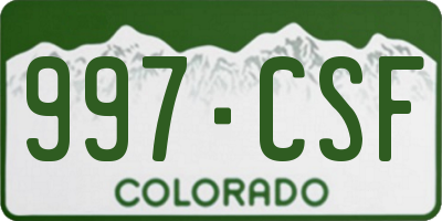 CO license plate 997CSF