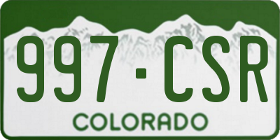 CO license plate 997CSR