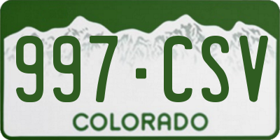 CO license plate 997CSV
