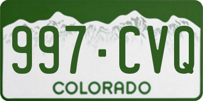 CO license plate 997CVQ