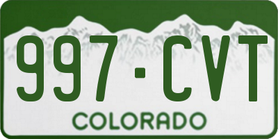 CO license plate 997CVT