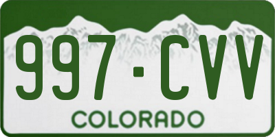 CO license plate 997CVV