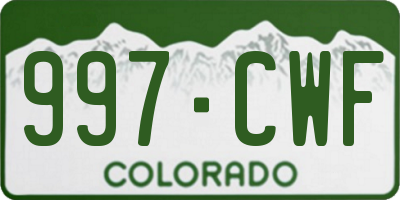 CO license plate 997CWF
