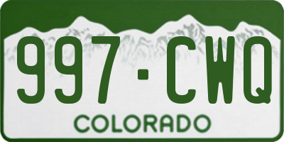 CO license plate 997CWQ