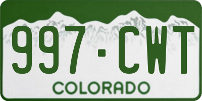 CO license plate 997CWT