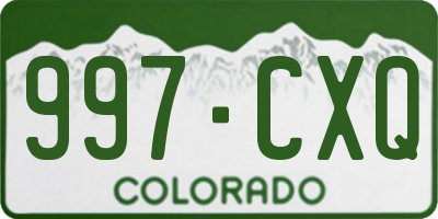CO license plate 997CXQ