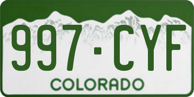 CO license plate 997CYF
