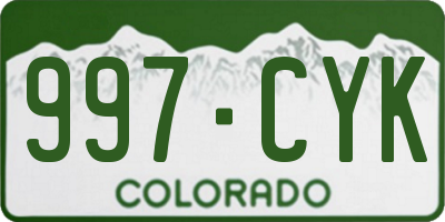 CO license plate 997CYK