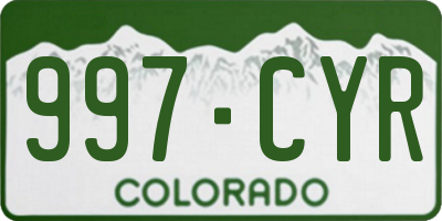 CO license plate 997CYR