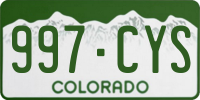 CO license plate 997CYS
