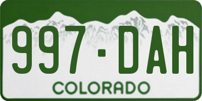 CO license plate 997DAH