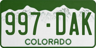 CO license plate 997DAK