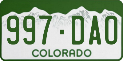 CO license plate 997DAO