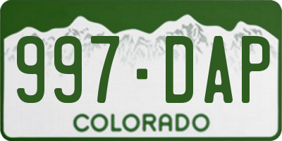 CO license plate 997DAP