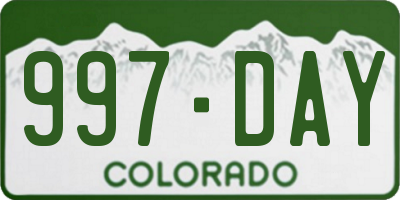 CO license plate 997DAY