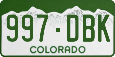 CO license plate 997DBK