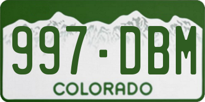CO license plate 997DBM