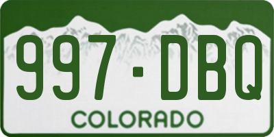 CO license plate 997DBQ