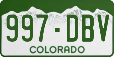 CO license plate 997DBV