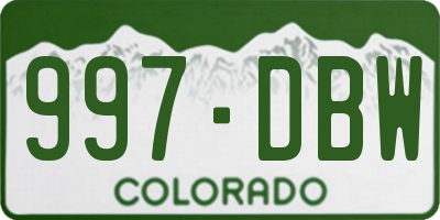 CO license plate 997DBW