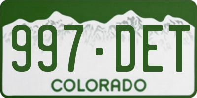 CO license plate 997DET