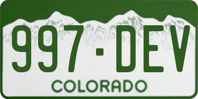 CO license plate 997DEV