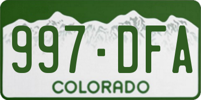 CO license plate 997DFA
