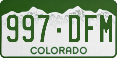 CO license plate 997DFM