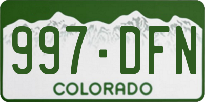 CO license plate 997DFN