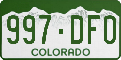 CO license plate 997DFO