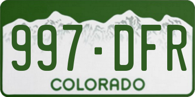 CO license plate 997DFR