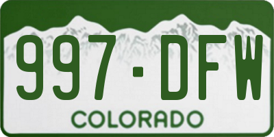 CO license plate 997DFW
