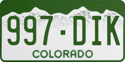 CO license plate 997DIK