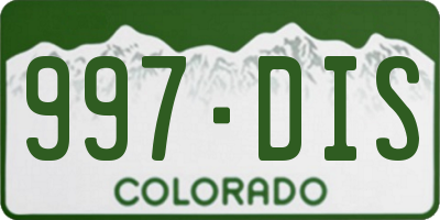 CO license plate 997DIS