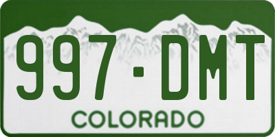 CO license plate 997DMT