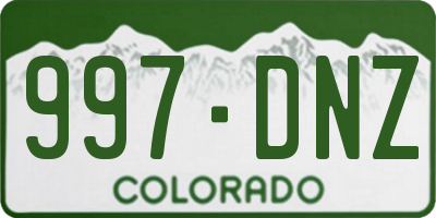 CO license plate 997DNZ