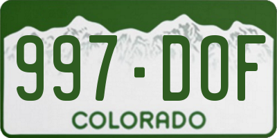CO license plate 997DOF