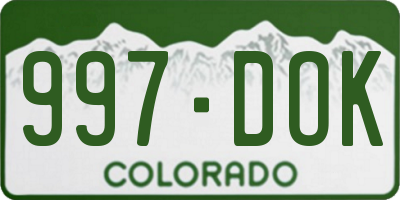 CO license plate 997DOK