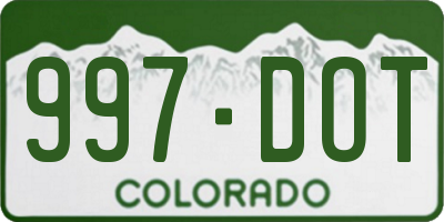 CO license plate 997DOT