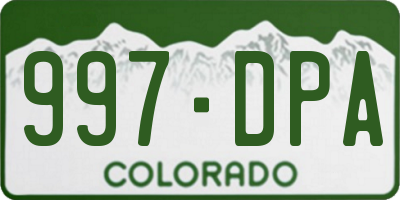CO license plate 997DPA